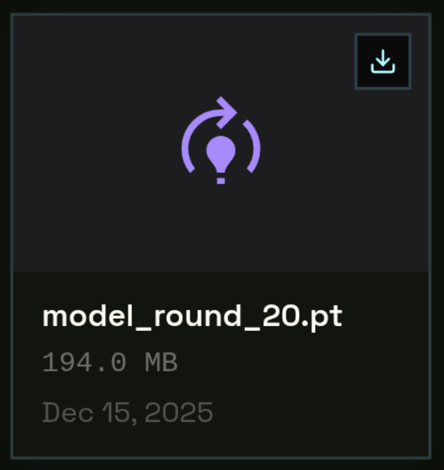 File Viewer — checkpoint.pt with Download button highlighted