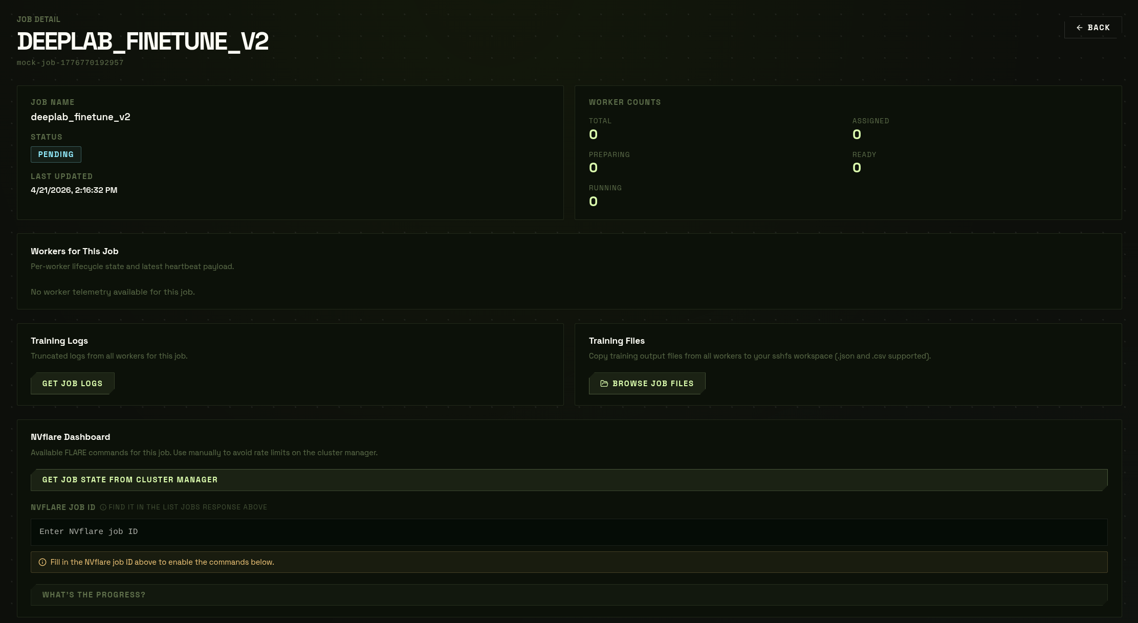 Job Detail page — Browse Job Files button
