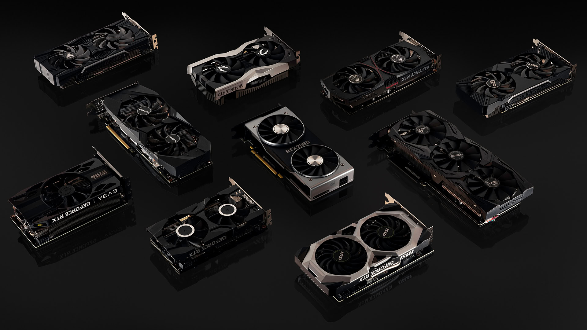 A spread of GPU cards